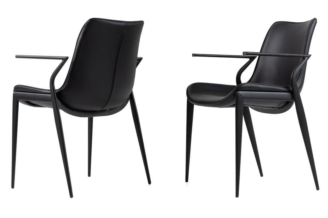 Osprey - Modern Black Vegan Leather Dining Chair (Set of 2)