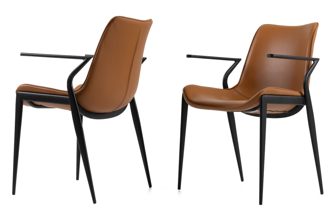 Osprey - Modern Camel Vegan Leather Dining Chair (Set of 2)