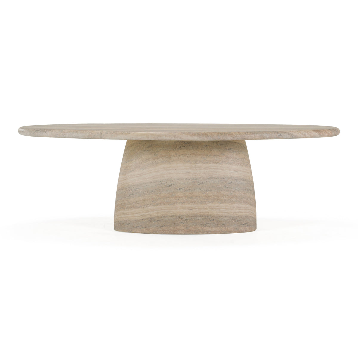Ossa - Modern Faux Travertine Concrete Oval Dining Table