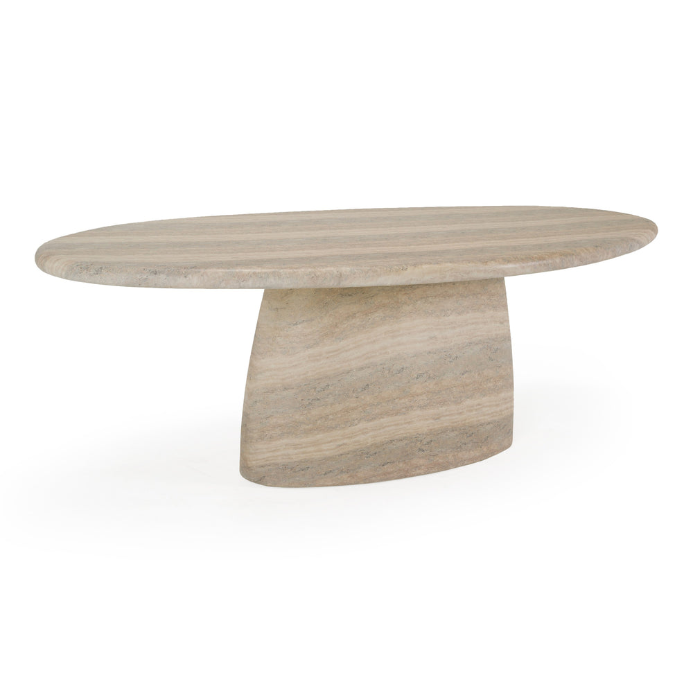 Ossa - Modern Faux Travertine Concrete Oval Dining Table