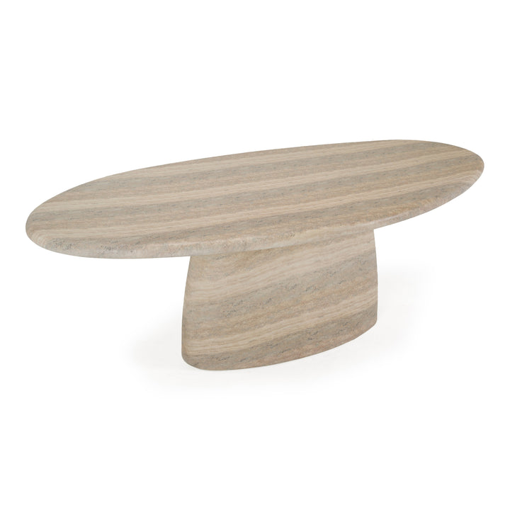 Ossa - Modern Faux Travertine Concrete Oval Dining Table