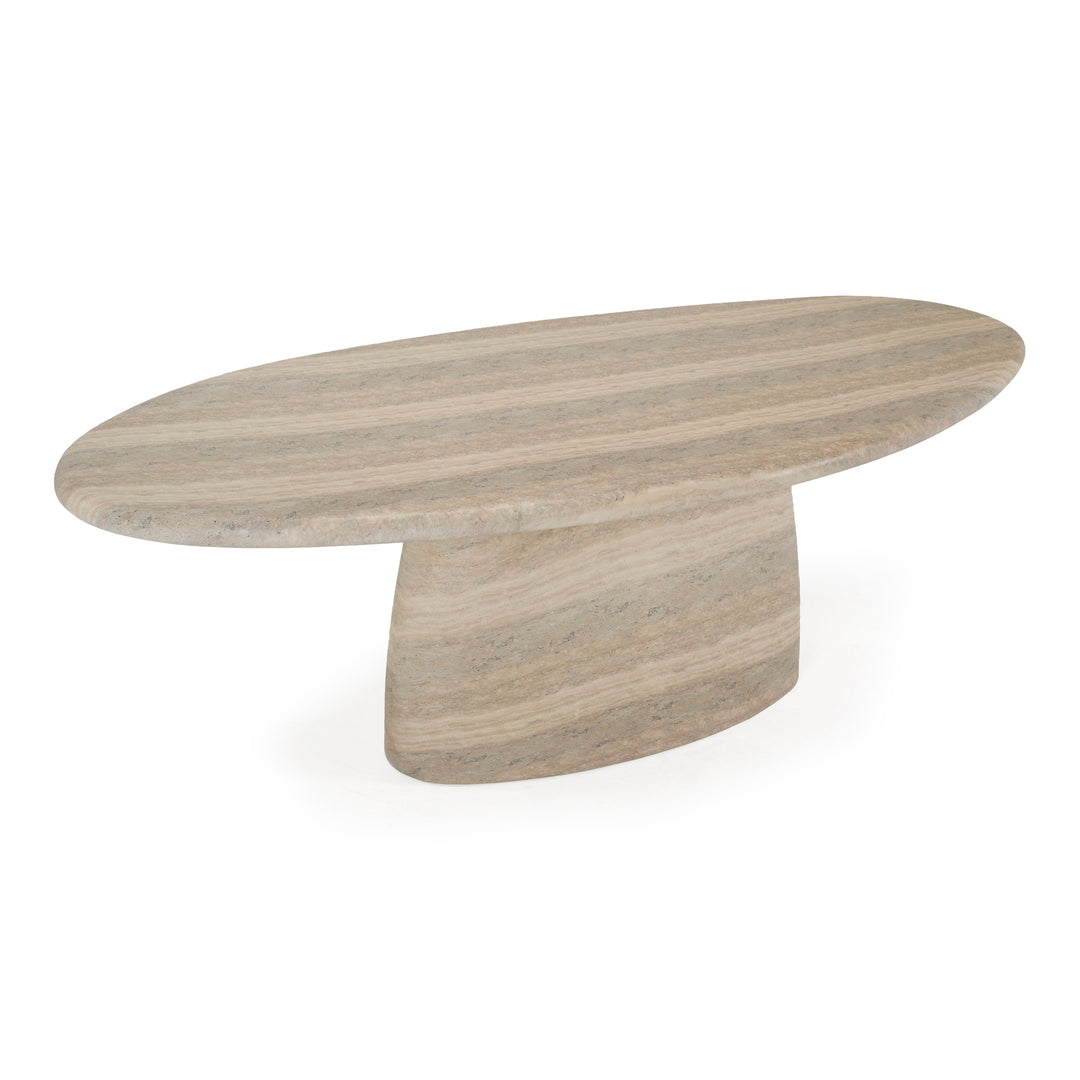Ossa - Modern Faux Travertine Concrete Oval Dining Table