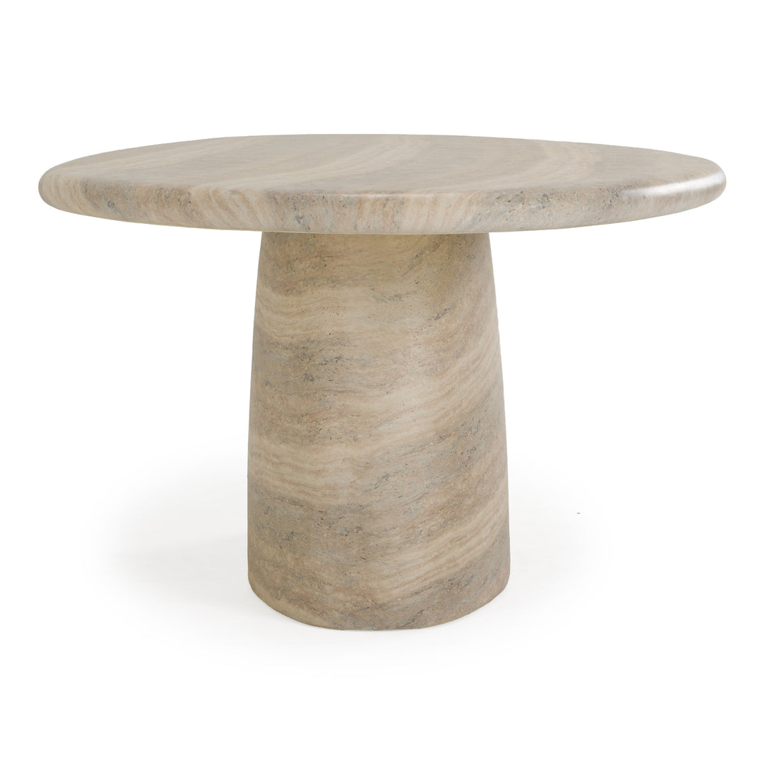Ossa - Modern Faux Travertine Concrete Oval Dining Table