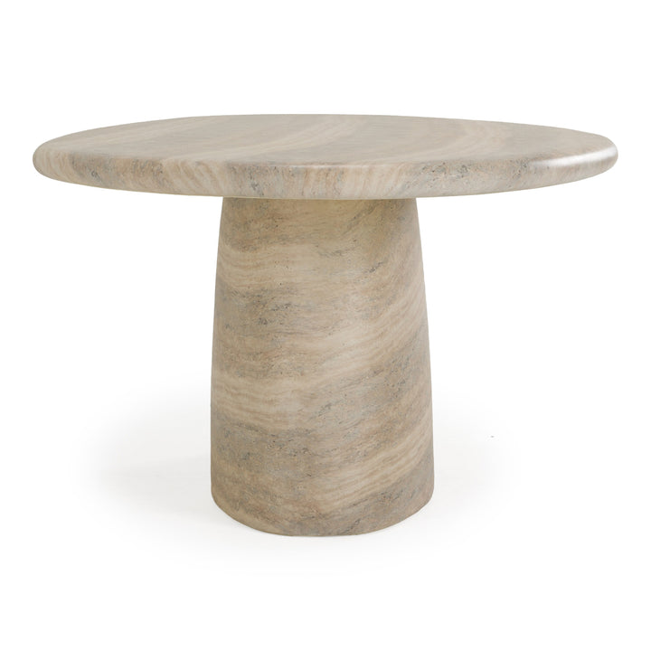 Ossa - Modern Faux Travertine Concrete Oval Dining Table