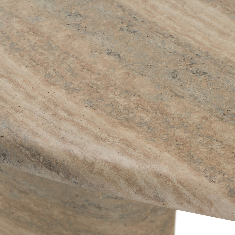 Ossa - Modern Faux Travertine Concrete Oval Dining Table