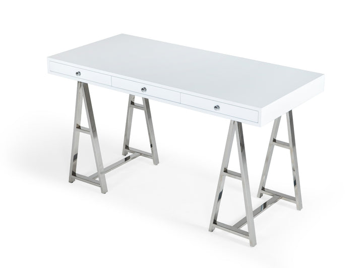 Ostrow  White + Stainless Steel Desk