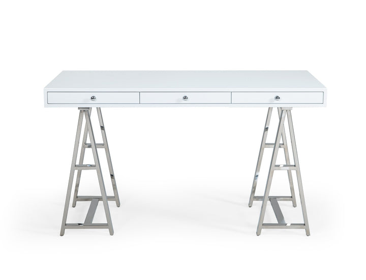 Ostrow - White + Stainless Steel Desk
