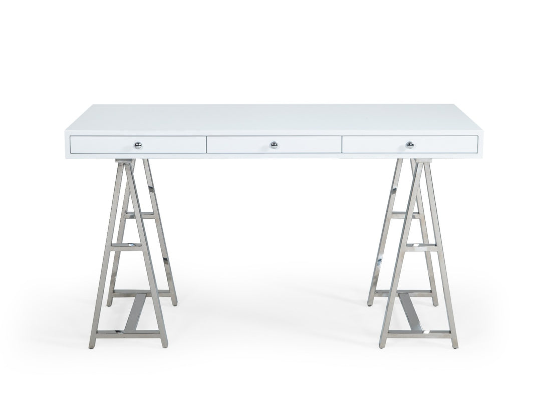 Ostrow - White + Stainless Steel Desk
