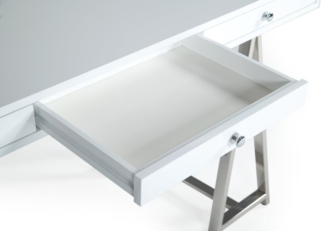 Ostrow  White + Stainless Steel Desk