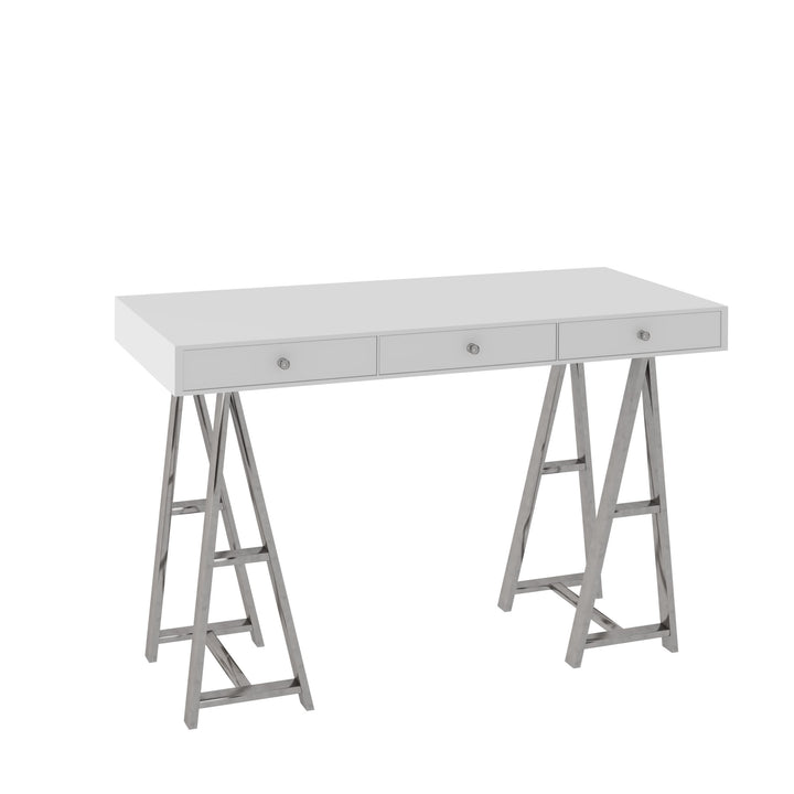 Ostrow - White + Stainless Steel Desk