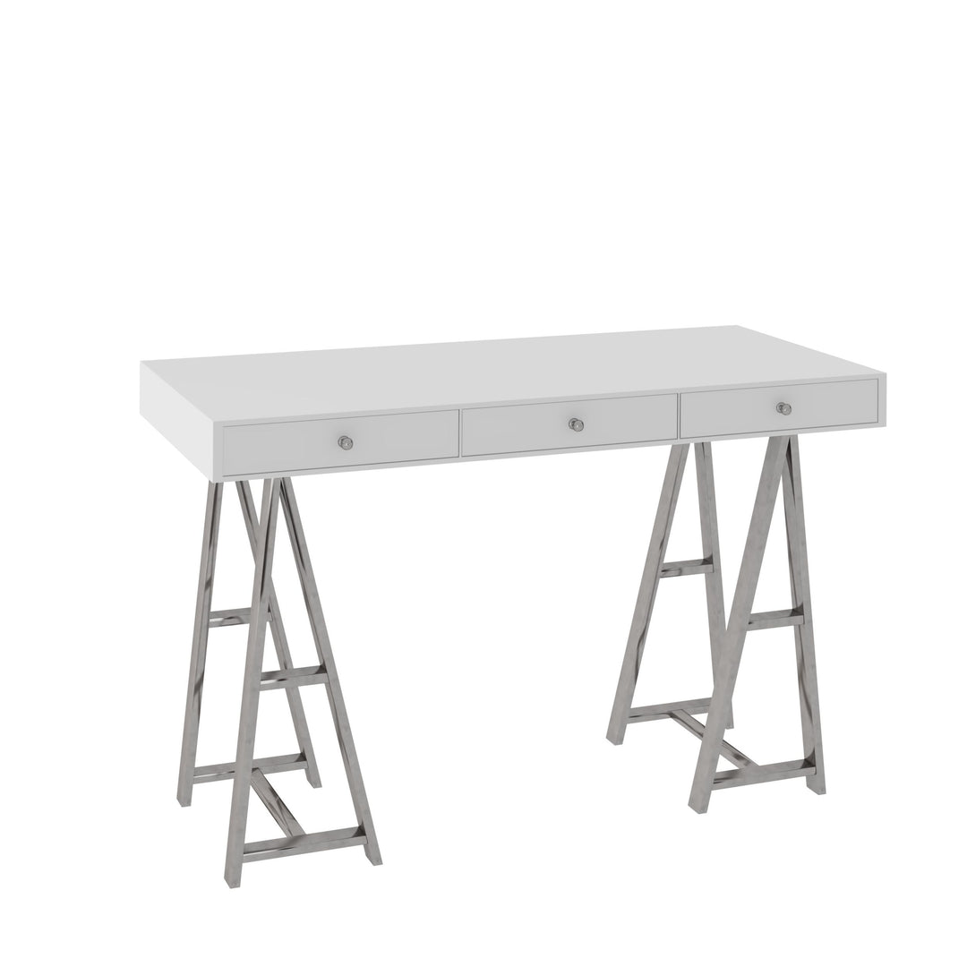 Ostrow - White + Stainless Steel Desk