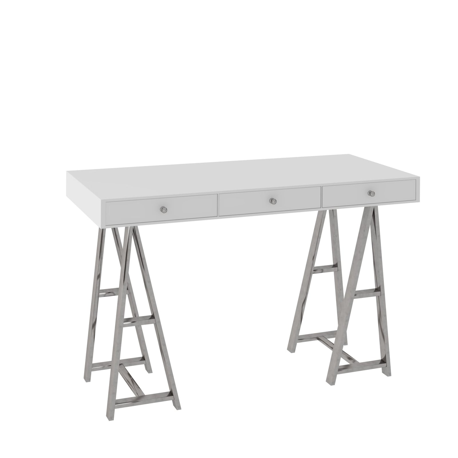 Ostrow - White  Stainless Steel Desk