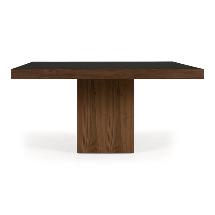 Osuna - Modern Black Glass + Walnut Square Dining Table