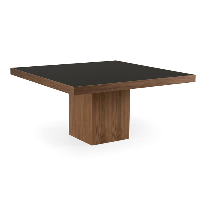 Osuna - Modern Black Glass + Walnut Square Dining Table