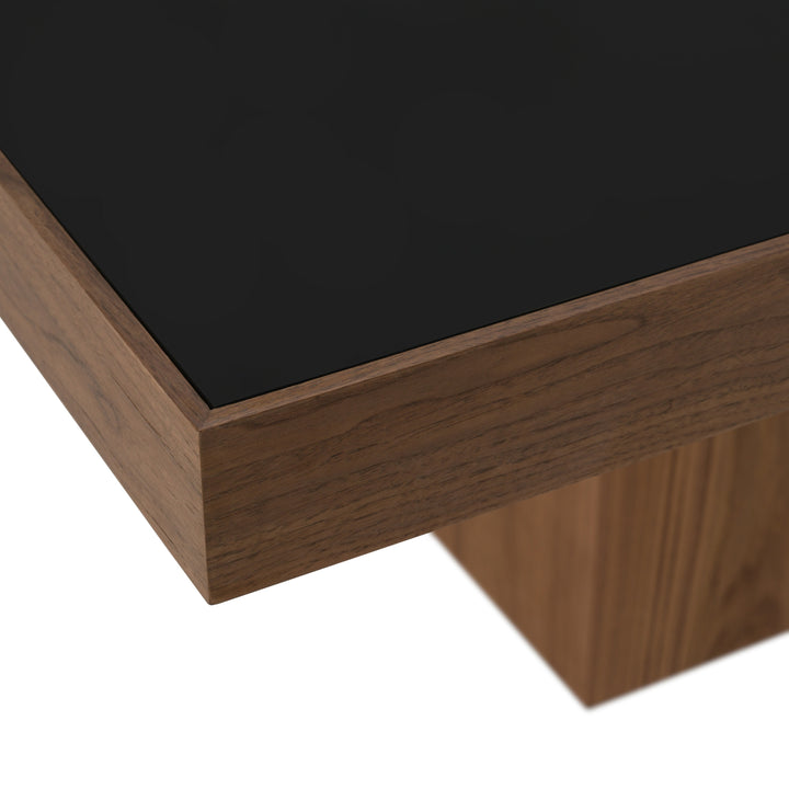 Osuna - Modern Black Glass + Walnut Square Dining Table