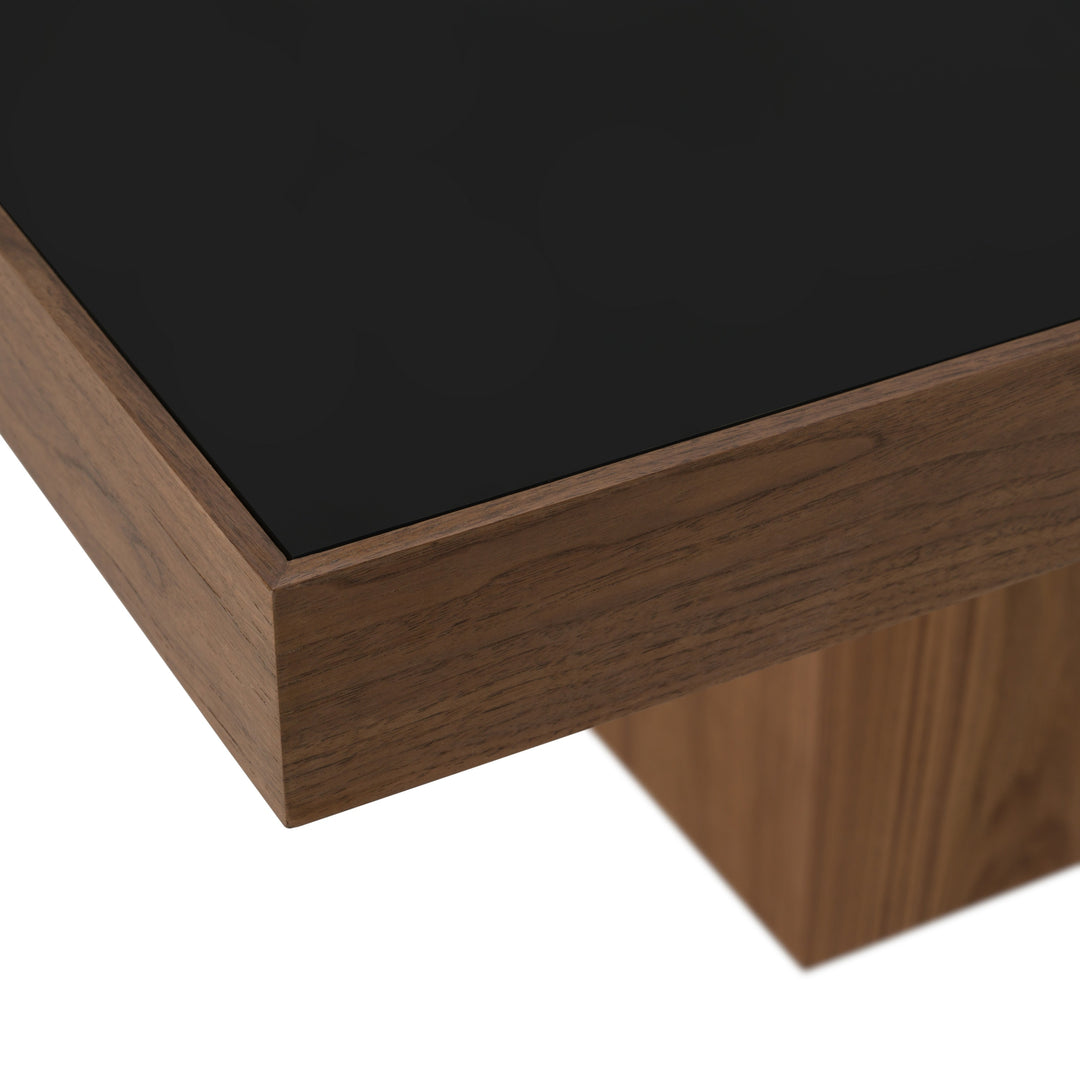 Osuna - Modern Black Glass + Walnut Square Dining Table