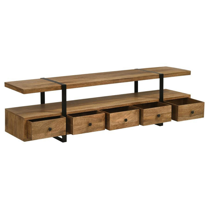 Otto - 5 - Drawer Mango Wood TV Stand Media Console - Brown TV Stand modern furniture Contempo Furniture