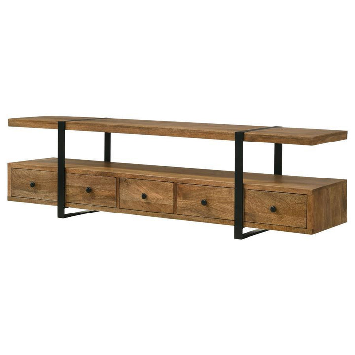 Otto - 5 - Drawer Mango Wood TV Stand Media Console - Brown TV Stand modern furniture Contempo Furniture