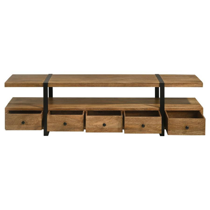 Otto - 5 - Drawer Mango Wood TV Stand Media Console - Brown TV Stand modern furniture Contempo Furniture