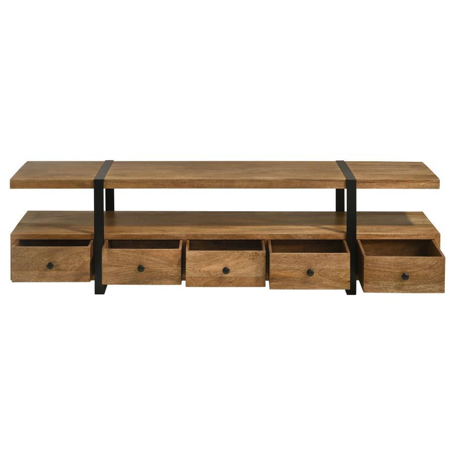 Otto - 5 - Drawer Mango Wood TV Stand Media Console - Brown TV Stand modern furniture Contempo Furniture