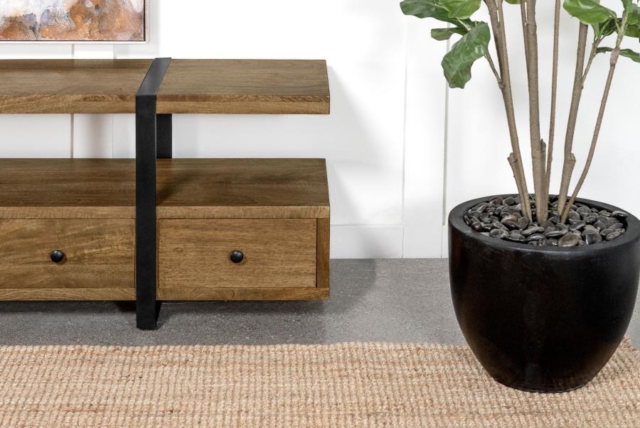 Otto - 5 - Drawer Mango Wood TV Stand Media Console - Brown TV Stand modern furniture Contempo Furniture