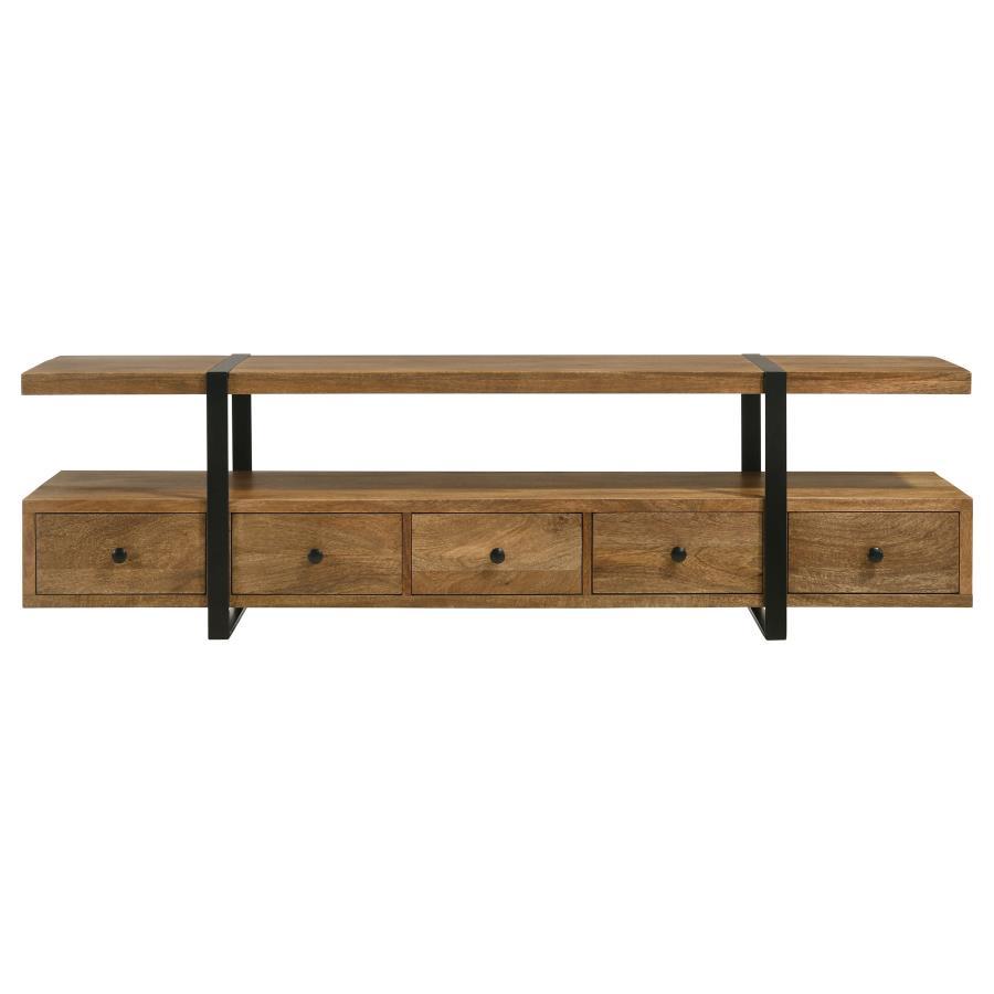Otto - 5 - Drawer Mango Wood TV Stand Media Console - Brown TV Stand modern furniture Contempo Furniture