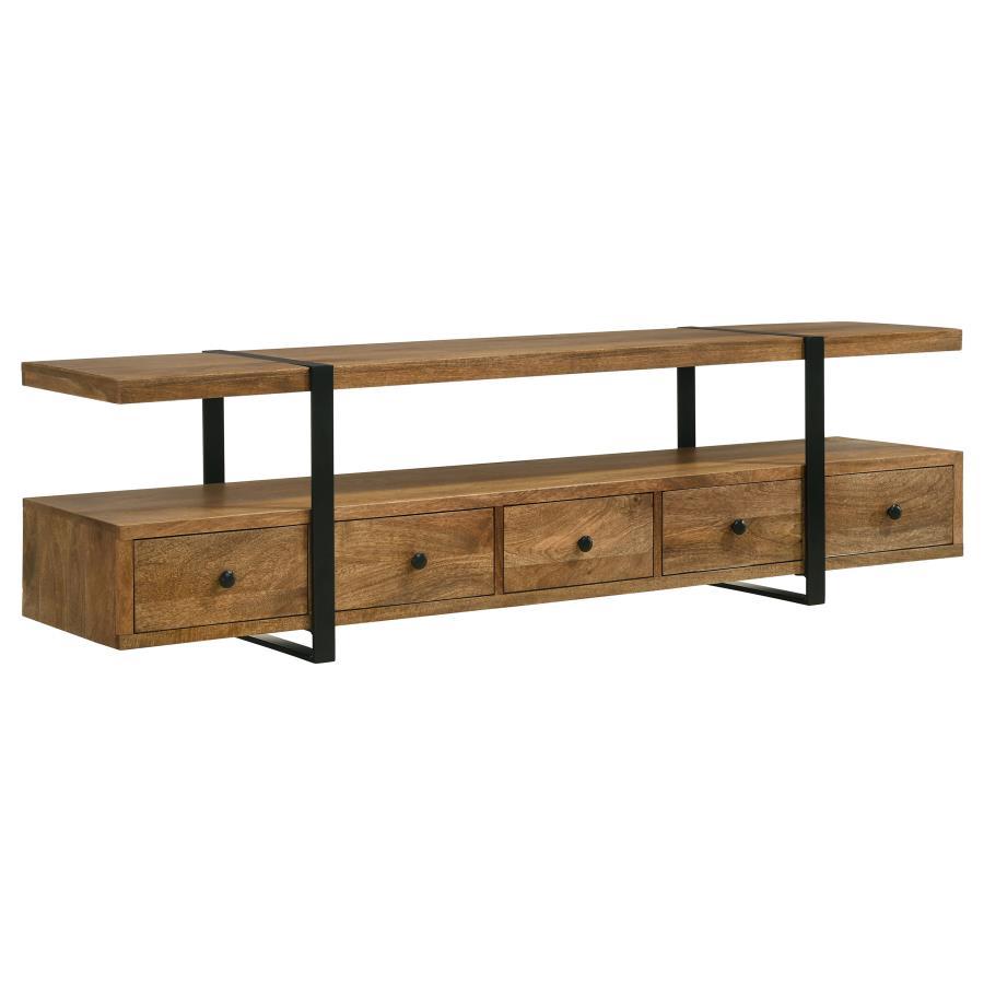 Otto - 5 - Drawer Mango Wood TV Stand Media Console - Brown TV Stand modern furniture Contempo Furniture