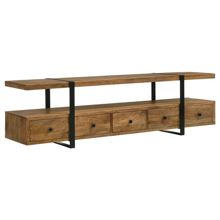 Otto - 5 - Drawer Mango Wood TV Stand Media Console - Brown TV Stand modern furniture Contempo Furniture