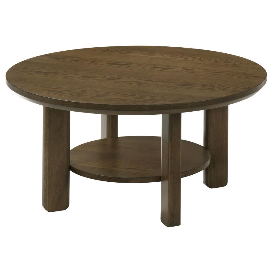 Ottowa - 35" Round Wood Cocktail Coffee Table - Brown Coffee Table modern furniture Contempo Furniture