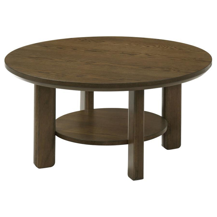 Ottowa - 35" Round Wood Cocktail Coffee Table - Brown Coffee Table modern furniture Contempo Furniture
