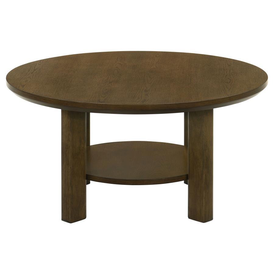 Ottowa - 35" Round Wood Cocktail Coffee Table - Brown Coffee Table modern furniture Contempo Furniture