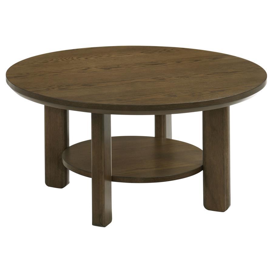 Ottowa - 35" Round Wood Cocktail Coffee Table - Brown Coffee Table modern furniture Contempo Furniture