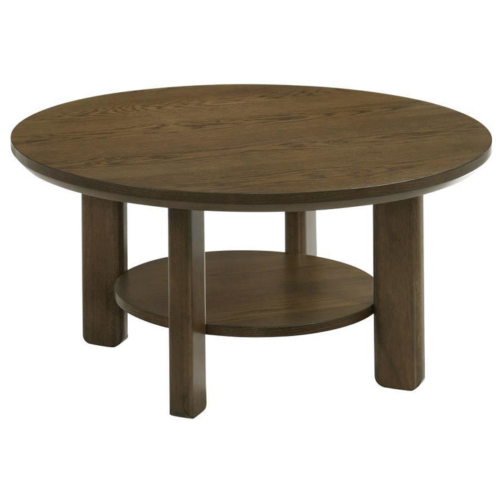 Ottowa - 35" Round Wood Cocktail Coffee Table - Brown Coffee Table modern furniture Contempo Furniture