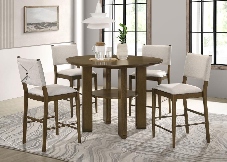 Ottowa - 5 Piece Round Counter Height Dining Room Set - Brown 5 - Piece Dining Room Set modern furniture Contempo Furniture