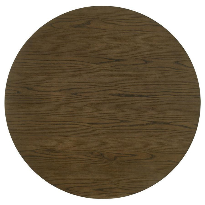Ottowa - Round Wood Dining Table With Shelf - Brown Dining Table modern furniture Contempo Furniture