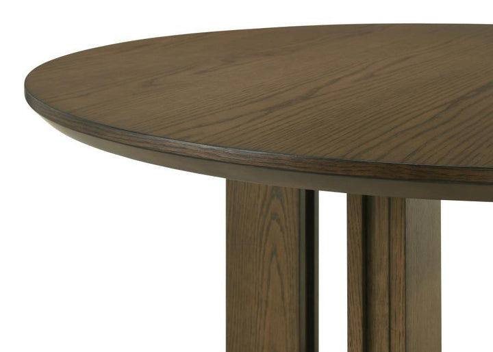 Ottowa - Round Wood Dining Table With Shelf - Brown Dining Table modern furniture Contempo Furniture