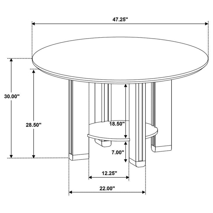 Ottowa - Round Wood Dining Table With Shelf - Brown Dining Table modern furniture Contempo Furniture