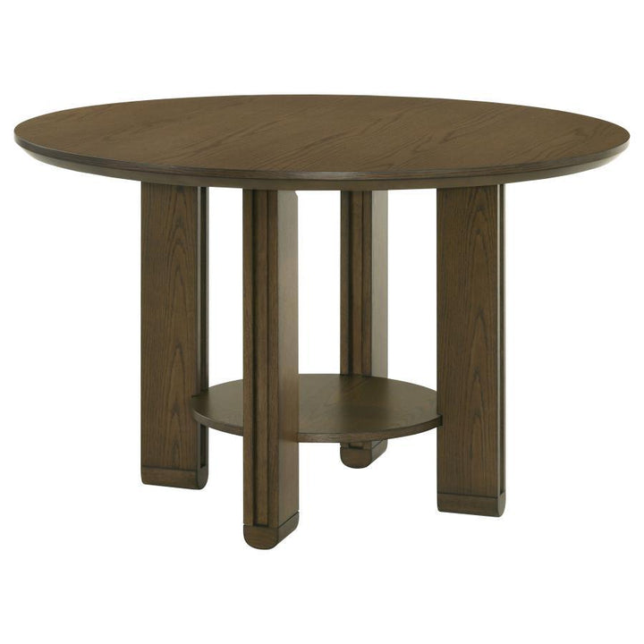 Ottowa - Round Wood Dining Table With Shelf - Brown Dining Table modern furniture Contempo Furniture