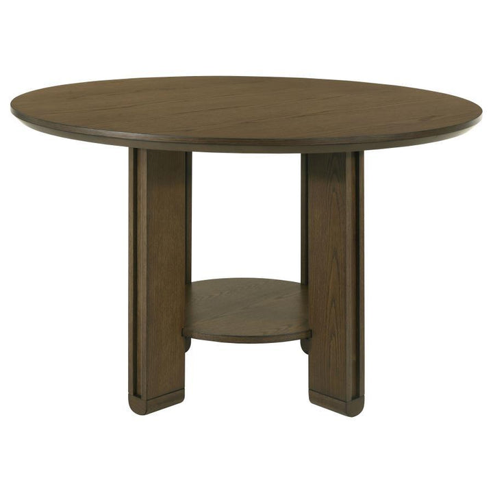 Ottowa - Round Wood Dining Table With Shelf - Brown Dining Table modern furniture Contempo Furniture
