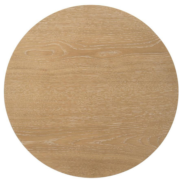 Ottowa - Round Wood Side End Table With Shelf - Washed Oak End Table modern furniture Contempo Furniture