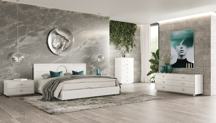 Victoria Modern White Crocodile Nightstand