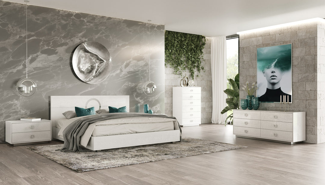 Victoria Modern White Crocodile Nightstand