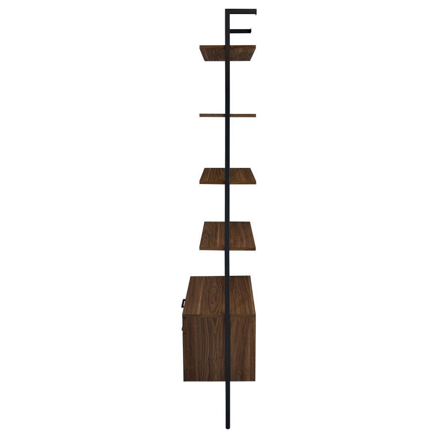 Owens - 4 - Shelf Storage Wall Bookshelf - Walnut Etageres modern furniture Contempo Furniture