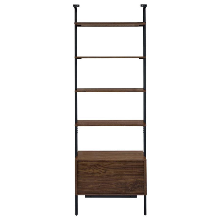Owens - 4 - Shelf Storage Wall Bookshelf - Walnut Etageres modern furniture Contempo Furniture