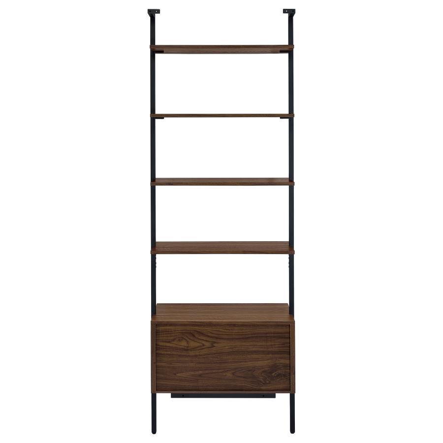 Owens - 4 - Shelf Storage Wall Bookshelf - Walnut Etageres modern furniture Contempo Furniture