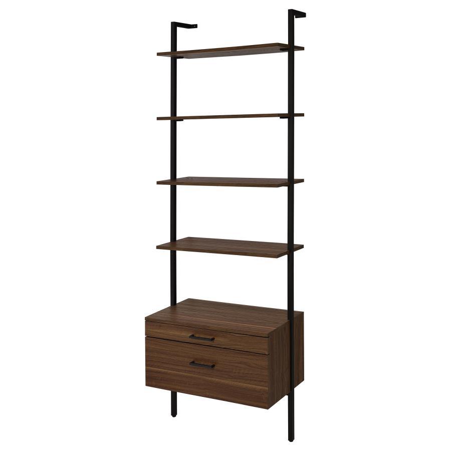 Owens - 4 - Shelf Storage Wall Bookshelf - Walnut Etageres modern furniture Contempo Furniture