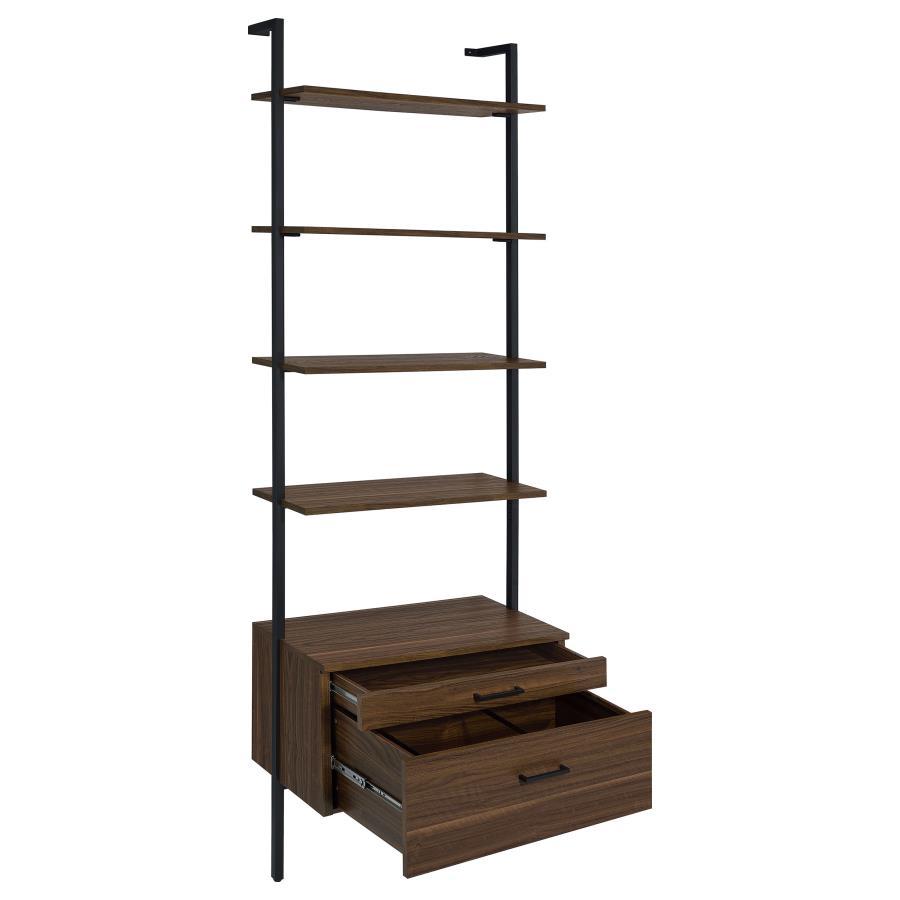 Owens - 4 - Shelf Storage Wall Bookshelf - Walnut Etageres modern furniture Contempo Furniture