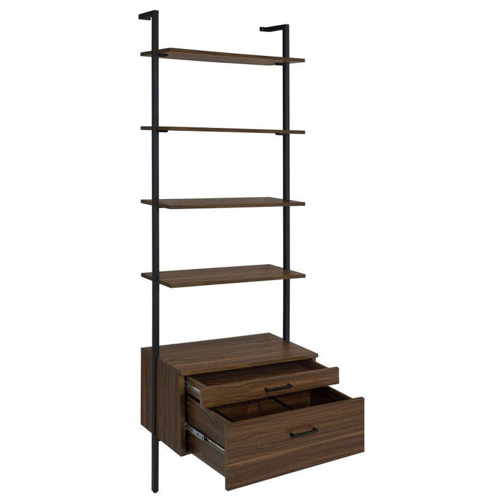 Owens - 4 - Shelf Storage Wall Bookshelf - Walnut Etageres modern furniture Contempo Furniture