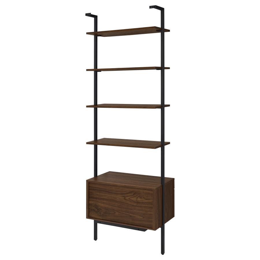 Owens - 4 - Shelf Storage Wall Bookshelf - Walnut Etageres modern furniture Contempo Furniture