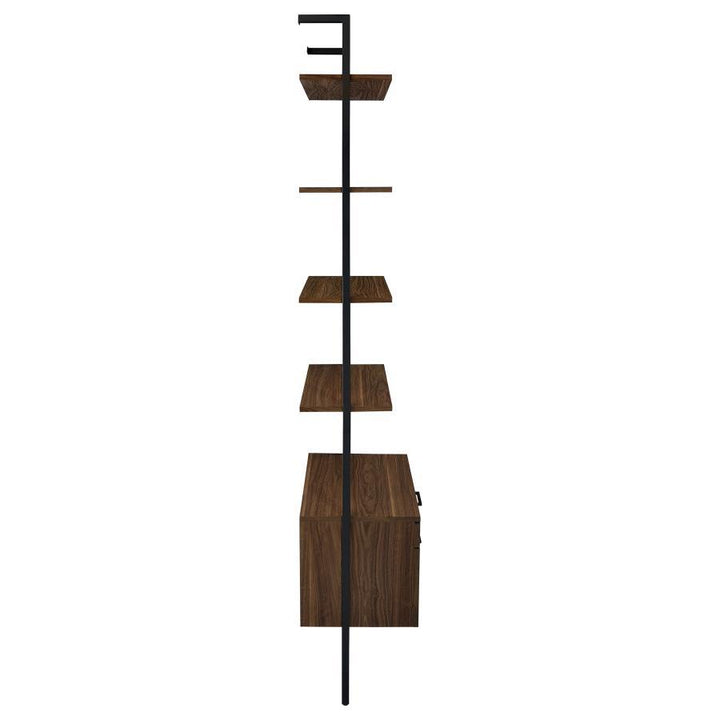 Owens - 4 - Shelf Storage Wall Bookshelf - Walnut Etageres modern furniture Contempo Furniture
